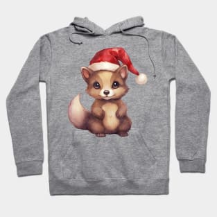 American Marten in Santa Hat Hoodie